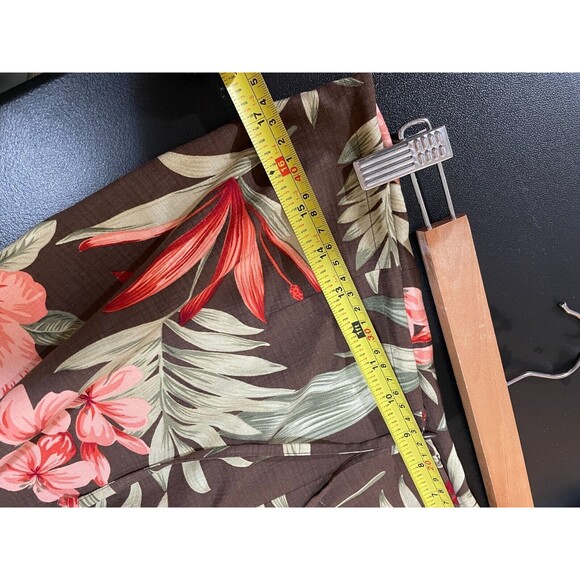 Tommy Bahama Hawaiian Brown Floral Silk Stretch Pants Zip Sz 12 Tropical - Picture 6 of 11